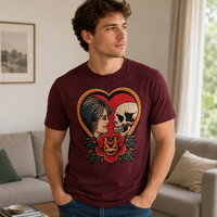 JNEI Gotische Contrast Portret Rozen Grafische T-Shirt Unisex Snel Droogend Ademend Slim Fit Casual Top Op Maat Bedrukt