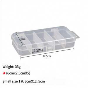 Caja de aparejos de pesca impermeable de plástico con 5 compartimentos, caja de almacenamiento para exteriores, organizador, bolsa OPP, uso en el río, 6 tamaños disponibles - Product Image 2