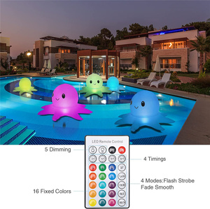Luces de piscina flotantes de pulpo con energía <span class=keywords><strong>solar</strong></span> 20 pulgadas 16 colores RGB que cambian Luz de bola LED pulpo inflable con Linda sonrisa - Product Image 4