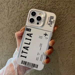 Custodia per telefono con design a carta d'imbarco, popolare, per <span class=keywords><strong>iPhone</strong></span> 16 15 17 18 <span class=keywords><strong>Pro</strong></span> <span class=keywords><strong>Max</strong></span> <span class=keywords><strong>14</strong></span> 13 12, Cover posteriore colorata argento - Product Image 4