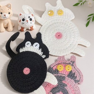 Creative Cute Knitted Cat-shaped Cup <strong>Mat</strong> Heat Resistant <strong>Woven</strong> Cup Coasters Coffee Cup <strong>Mat</strong> for Outdoor Indoor Use - Product Image 2