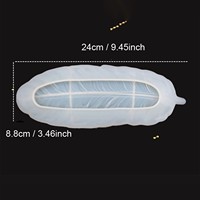 Moule en silicone en forme de feuille longue et plumeuse pour assiettes, sous-verres, résine époxy, rangement de bibelots et bijoux, décoration intérieure, artisanat, emballage OPP jetable