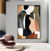 Peinture à l'huile sur toile, art mural géométrique moderne abstrait 100% fait à la main, décoration de la maison