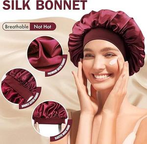 <span class=keywords><strong>Bonnet</strong></span> de Nuit <span class=keywords><strong>en</strong></span> Soie <span class=keywords><strong>Satin</strong></span>ée Double Couche pour Hommes et Femmes, Bande Élastique Douce pour Cheveux Bouclés et Tressés, Réversible, Idéal Voyage – Offre Exceptionnelle - Product Image 1