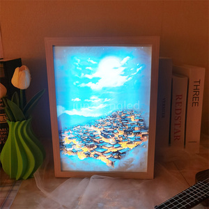 Kimetsu No Yaiba arte pintura diseño 3D <span class=keywords><strong>noche</strong></span> LED 3 colores madera foto marco luz dormitorio decoración lámparas Anime Demon Slayer - Product Image 6