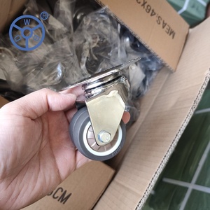 Cabeza giratoria de una rueda para SILLA, rodamiento de bolas de TPR marrón, ruedas cromadas de escritorio, de oficina vintage - Product Image 2