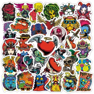 50Pcs Skull Skeleton Horror Graffiti Sticker per Skateboard bagagli Laptop bottiglie telefono adesivi decorativi fai da te - Product Image 3