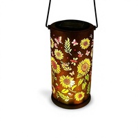Lanternes solaires LED colorées CXS en forme de tournesol, en métal, à suspendre - Étanches IP65, pour décoration de jardin extérieur, fonctionnant sur batterie
