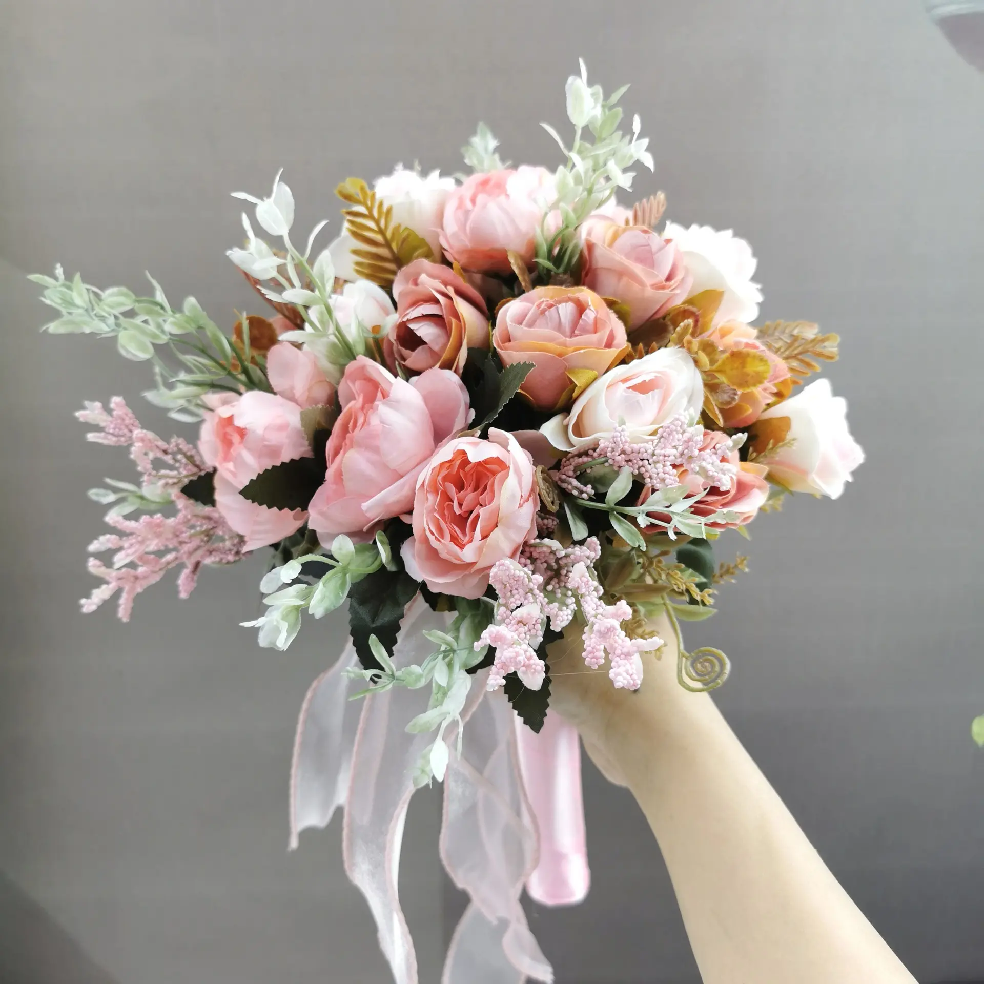 Düğün yapay gül ipek çiçekler gelin Holding için buket Centerpieces tabloları vazo düğün süslemeleri çiçek düzenlemeleri