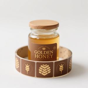 Custom Logo Adhesive Vinyl Stickers Waterproof <strong>Bee</strong> Honey <strong>Label</strong> for Jam Food Bottle Packaging