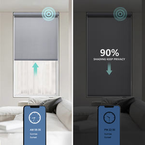 Natürliche Gewebte Elektrische Jalousien für Außenbereich mit Fernbedienung, Automatische Smarte Fensterrollos ohne Schnüre mit Volant - Product Image 5