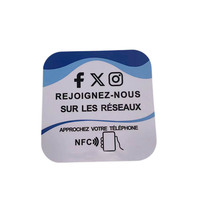 Cercle de plaque d'immatriculation NFC 13.56 MHz personnalisé carte de visite adhésive en PVC et graphiques de paiement avec puce