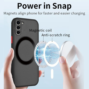 Étui de téléphone de charge <span class=keywords><strong>sans</strong></span> <span class=keywords><strong>fil</strong></span> magnétique givré pour <span class=keywords><strong>Samsung</strong></span> S24 S23 S22 Ultra A33 A55 couverture arrière de sensation de peau mate translucide - Product Image 2