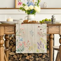 Chemin de table floral de printemps, 13 * 72 pouces, chemin de table brodé de marguerites multicolores, tulipes, adapté à la décoration de printemps