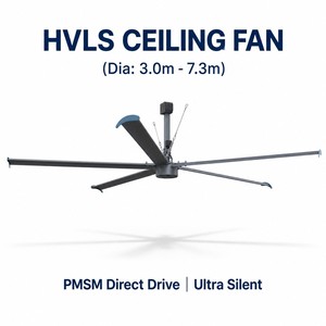 Ventilateur géant FJDIAMOND de 16 pieds (4,9 m) à flux d'air élevé, moteur IE5 PMSM à entraînement direct, grand ventilateur électrique HVLS pour ferme laitière, hangar à vaches, grange, certifié ETL - Product Image 1