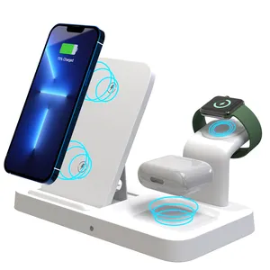 3 in 1 Folding Charger Qi 15W Fast Wireless Charger Station Upgrade Transparent Portable Wireless Charger
