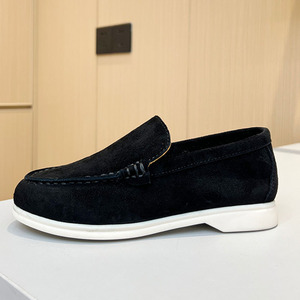 Pantuflas de Piel de Oveja, Diseño de Color Sólido, Suela de Goma, Cierre con Cordones, Forro de Cuero Genuino Cómodos Zapatos Casuales de Punta Plana Antideslizantes - Product Image 1