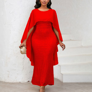 Abito lungo <span class=keywords><strong>da</strong></span> <span class=keywords><strong>donna</strong></span> XL popolare in stile europeo-americano, elegante con paillettes, gonna a tubino sexy, con mantella/sciarpa, vita naturale, antistatico, per la <span class=keywords><strong>mattina</strong></span> - Product Image 4