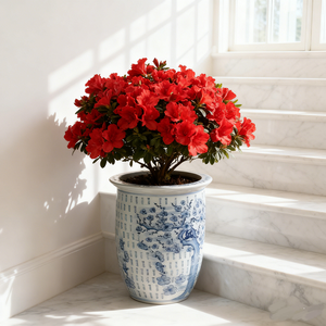 Maceta de Porcelana Azul y Blanca China, Macetero Grande de Cerámica con Diseño de Flores de <span class=keywords><strong>Ciruelo</strong></span> para Decoración de Plantas de Interior - Product Image 3