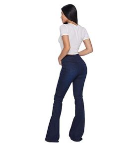 Jeans skinny évasés pour femmes, à la mode, orientés vers l'exportation, avec fermeture éclair et boutons, jeans décontractés pour femmes, jeans lavables avec poche pour femmes - Product Image 2