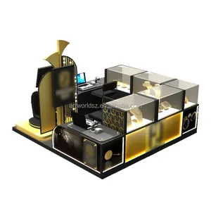 Artworld מציג עיצוב מותאם אישית חנות תכשיטים יוקרתי דוכן קמעונאות זהב חדש ספק זהב זהב kiosk