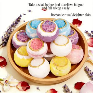 Bombes de bain effervescentes au sel de mer et aux cristaux, bombes de bain à paillettes dorées, boules de bain moussantes aux huiles essentielles de luxe - Product Image 1