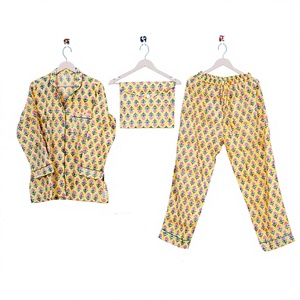 Indian Bridesmaid Elegant <b>Thermal</b> 100% Cotton Block Print Floral Floral Print Handmade Pajama Set - Product Image 1