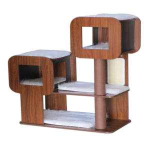 Kayu Hitam padat Maine Coon Kawaii pohon kucing XL pengikis kucing dengan bahan Sisal desain kecil - Product Image 5