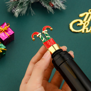 Christmas <b>Elf</b> Wine Stopper Red Green Zinc Alloy <b>Bottle</b> Seal For Holiday Gift - Product Image 5