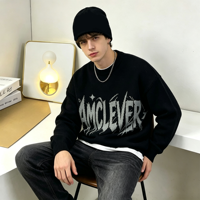 AMCLEVER Bonnet réversible en jacquard à lettres, unisexe, chaud, avec cache-oreilles, pour automne-hiver, personnalisable avec logo, style streetwear, pour le froid
