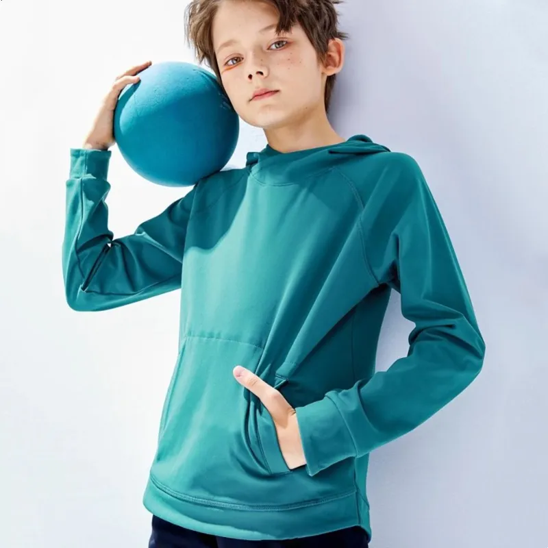Изготовленным на заказ логосом Детские однотонные футболки, однотонные толстовки с капюшоном с длинным рукавом и вырезом лодочкой для маленьких, трикотажный свитер для детей Одежда для мальчиков