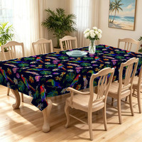 Nappe de table imprimée numérique de qualité supérieure avec motif de perroquet tropical et toucan, couverture de table florale pour décoration sur le thème de la jungle, vente en gros