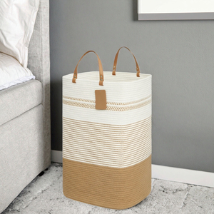 Panier à linge pliable portable en coton et lin, organisateur de vêtements sales, moderne, écologique, imperméable, avec logo personnalisé - Product Image 3