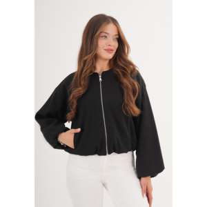 Chaqueta Bomber Negra para Mujer con Cierre y Forro Interior, Producto al por Mayor - Product Image 4