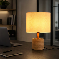 Lampe de table en tissu de lin de nouveau design, lampe de chevet en pierre de travertin pour hôtel, appartement, villa