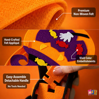 Sac à bonbons en feutre octogonal pour Halloween pour enfants |   6 modèles de sacs fourre-tout non tissés à motifs citrouille, chauve-souris et araignée |   Écologique et réutilisable
