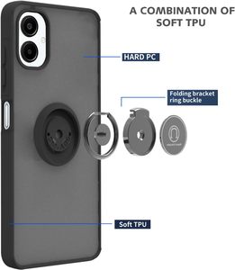 Fundas de teléfono móvil con soporte de anillo <span class=keywords><strong>para</strong></span> <span class=keywords><strong>Samsung</strong></span> <span class=keywords><strong>Galaxy</strong></span> A06 A16 A36 A56, soporte giratorio, funda trasera de teléfono mate dura de goma suave - Product Image 2