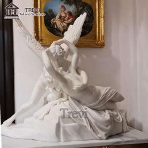 Trevi Nghệ Thuật Tự Nhiên Khắc Đá Điêu Khắc Cuộc Sống Kích Thước Đá Cẩm Thạch Cupid Và Tâm Thần Bức Tượng Cho Trang Trí - Product Image 3