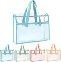 Bolsa Transparente para Estadio, Aprobada para Estadios, Organizador de Cosméticos de PVC Grande con Cierre, Bolso de Mano Transparente Impermeable para Deportes
