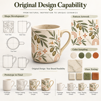Tasse à café en céramique marbrée Olive Branch, motif floral botanique, en porcelaine, motif personnalisé, couleur, boîte cadeau, vente en gros
