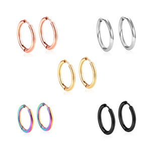 Trendy 18K Gold Plated Stainless Steel Round <b>Huggie</b> Hoop <b>Earrings</b> | Unisex Fashion <b>Earrings</b> for <b>Men</b>, Women, & Students - Product Image 6