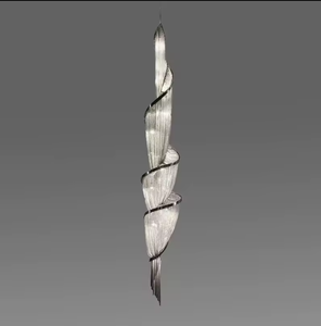 Zeal Lighting Lustres en cristal LED de luxe Grands luminaires suspendus à haut plafond avec glands pour escalier et villa - Product Image 4