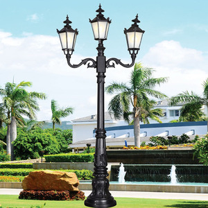 Lámpara de Jardín Exterior de Hierro con Poste, LED Blanco Cálido, Pantalla de Vidrio, IP54, AC 220V, Garantía de 10 Años, Sensor de Movimiento, Regulable - Product Image 2