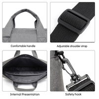 Sac pour ordinateur portable en tissu Oxford pour hommes, porte-documents multi-poches, sangle d'épaule amovible, grande capacité, fermeture éclair pour ordinateur de bureau