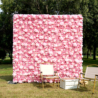 Mur de fleurs enroulable en gros 8ft x 8ft, mur de fleurs artificielles en soie roses, toile de fond décorative de luxe