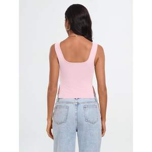 Personnalisé Taille Unique Reine Femmes D'été Crop Tops Mignon Dos Nu Débardeurs pour Les Adolescents De Base Respirant Tricoté Vêtements Style Y2K - Product Image 2