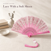 Éventail à main élégant en plastique BSBH avec pompon pour douche nuptiale, danse, performance, danse en ligne, décoration personnalisée