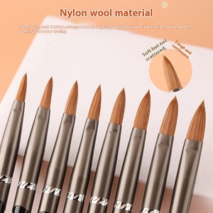 Pinceau à ongles rond 100% Kolinsky Sable, manche en bois cristallin, taille internationale allemande, outil professionnel de manucure et de beauté - Product Image 3