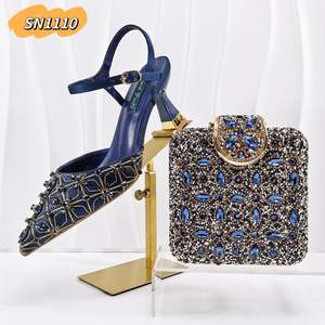 Nuovo Set di Scarpe e Borse Coordinate Viola in Pelle PU con <span class=keywords><strong>Tacchi</strong></span> Alti, Scarpe da Festa e Set Borsa da Donna 2026, Pochette con Cristalli - Product Image 6