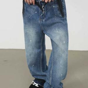 กางเกงยีนส์ทรงตรงหลวมสไตล์อเมริกันย้อนยุคสีน้ำเงินฟอกลายหมึกสำหรับผู้ชาย ฤดูใบไม้ผลิ แฟชั่นข้ามพรมแดน - Product Image 6